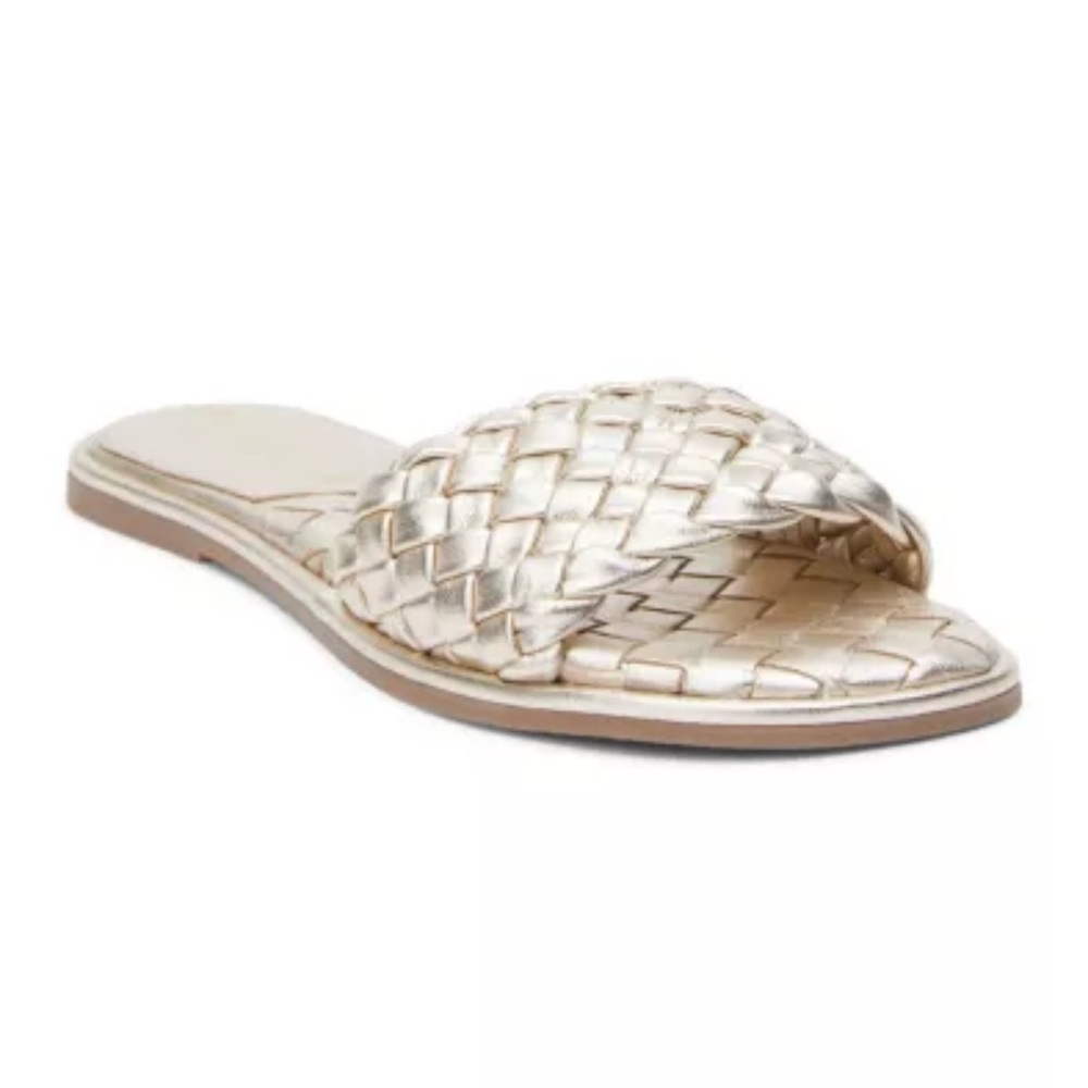 Matisse SHANA Light Gold Metallic Woven Leather Slide Sandal women’s size US 10